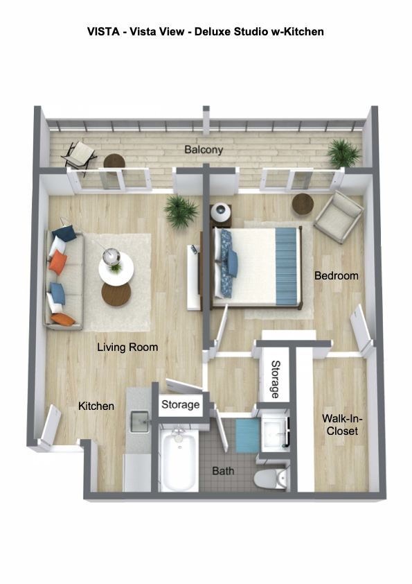 Vista View Deluxe Studio with kitchen Floor plan